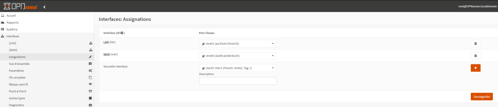 Interface assignement in OPNsense