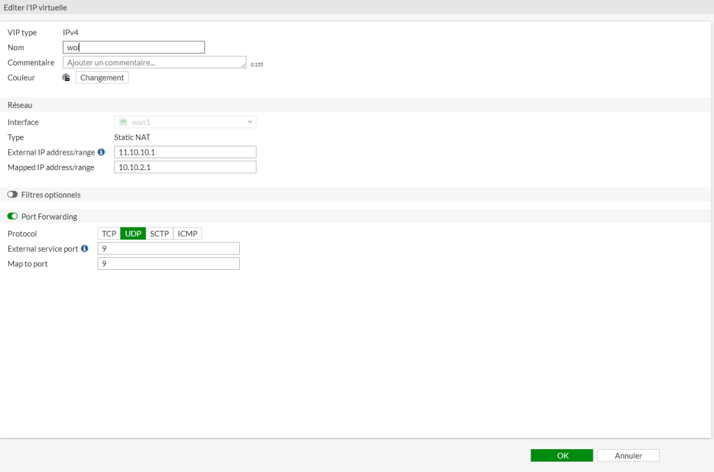 Editing a virtual IP on a Fortinet